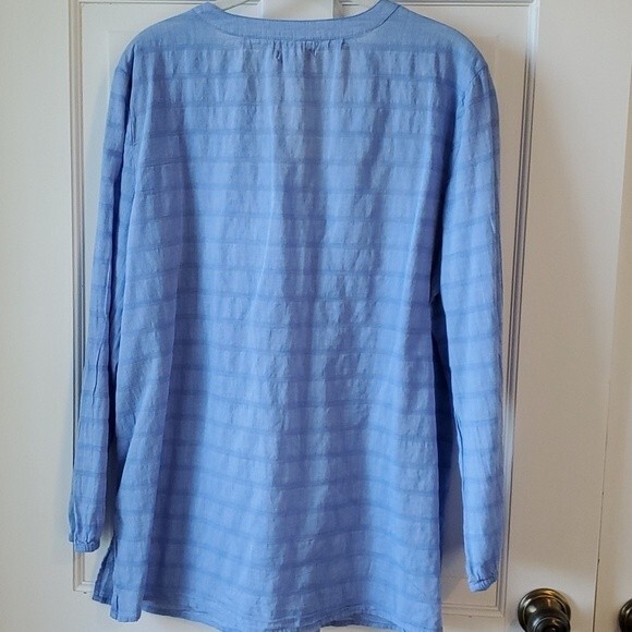 GAP LIGHT COTTON TUNIC TOP BLUE LARGE BOJO AIRY GAUZY BEACHY PREPPY COASTAL - Picture 7 of 8